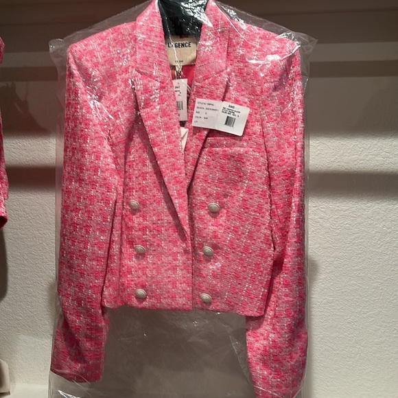 L'AGENCE Jackets & Blazers - Barbie Core!! L’agence cropper pink tweed blazer. Selling the shorts separately.